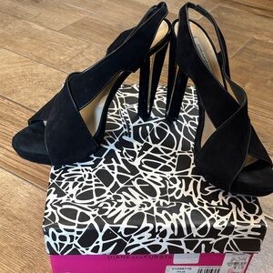 Diane Von Furstenberg Black Strappy Heels
